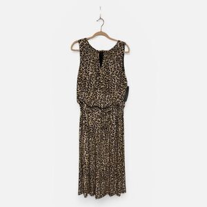 London Times Leopard-Print Midi romper Tan & Black NEW w tags Women’s 14 W